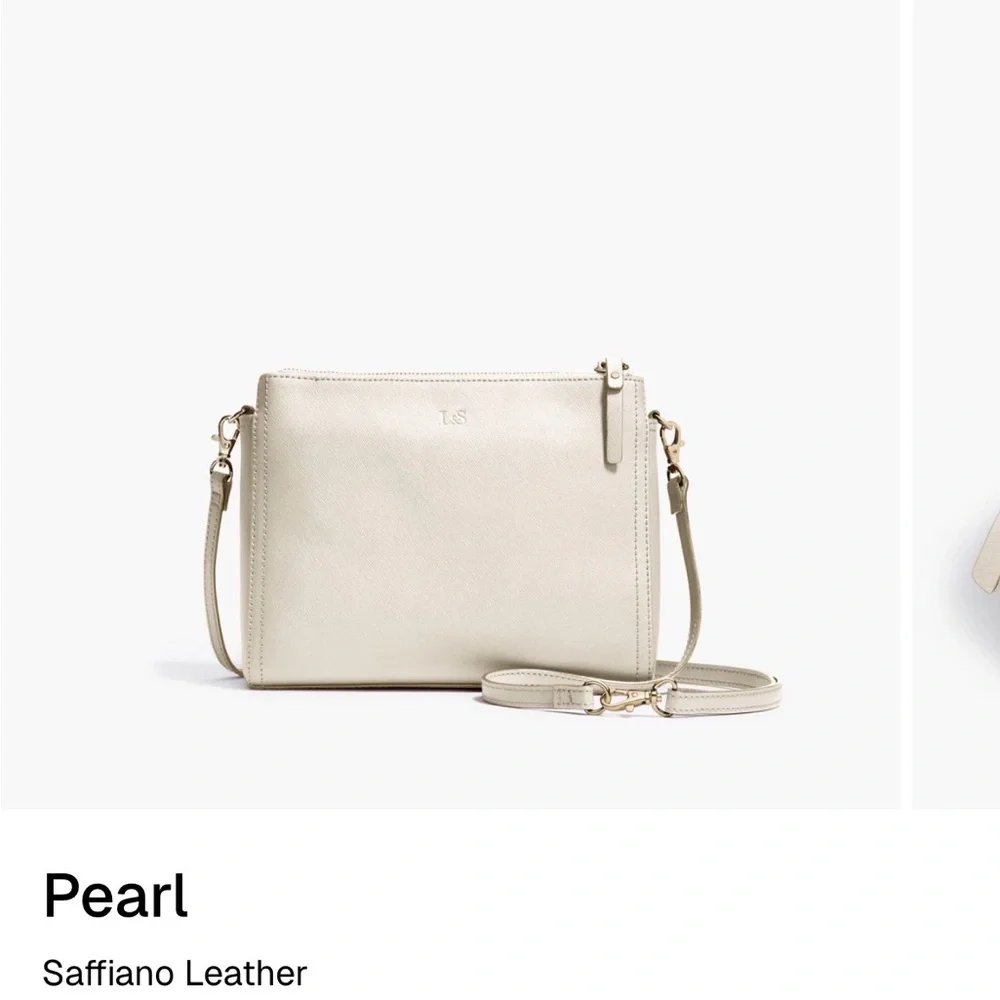Lo & Sons Pearl Saffiano Leather Crossbody Bag in Ivory - Picture 12 of 16